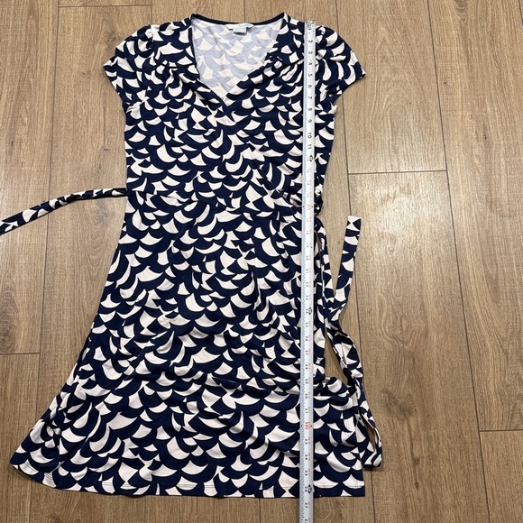 Boden Navy and White Patterned Midi Dress, wrap , size 10 - Picture 8 of 10